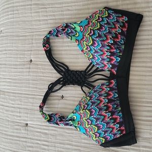 Multi colored padded bikini top